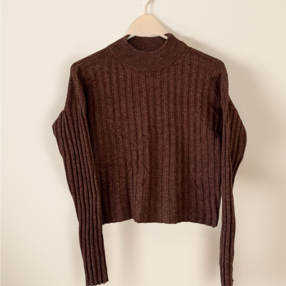 Madewell Mock Neck Ribbed Cropped Sweater - Picture 6 of 6